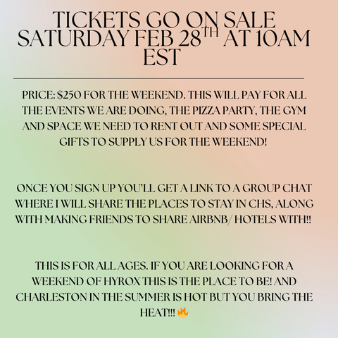 HYROX CAMP BEACH WEEKEND JULY 9TH-12TH! (sale starts 10am EST).