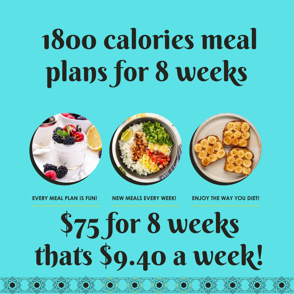 1800 Calorie Meal plans for 8 Weeks