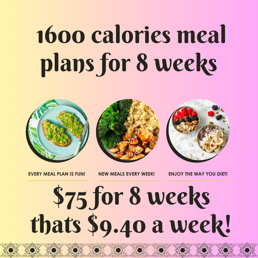 1600 Calorie Meal plans for 8 Weeks