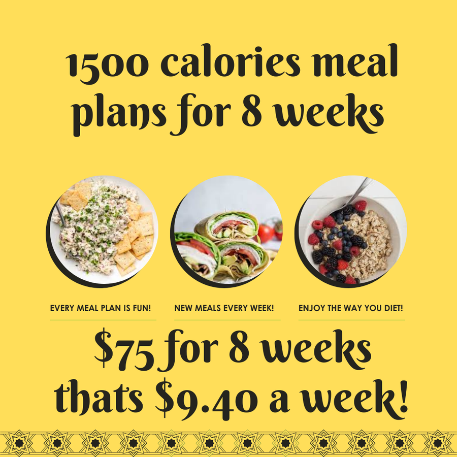 1500 Calorie Meal plans for 8 weeks